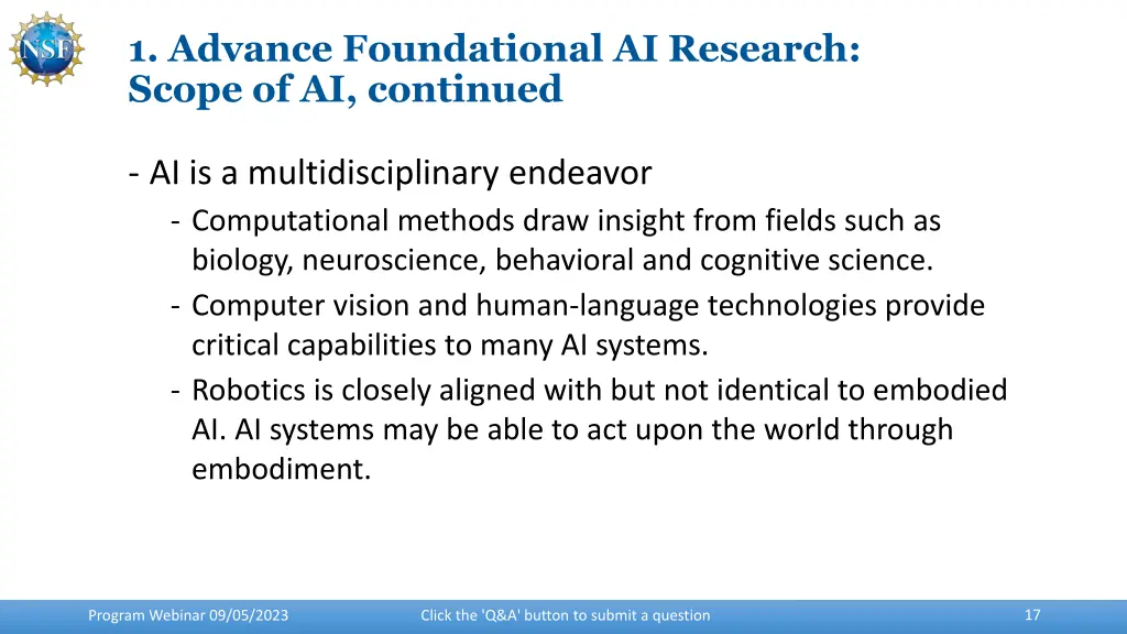 1 advance foundational ai research scope