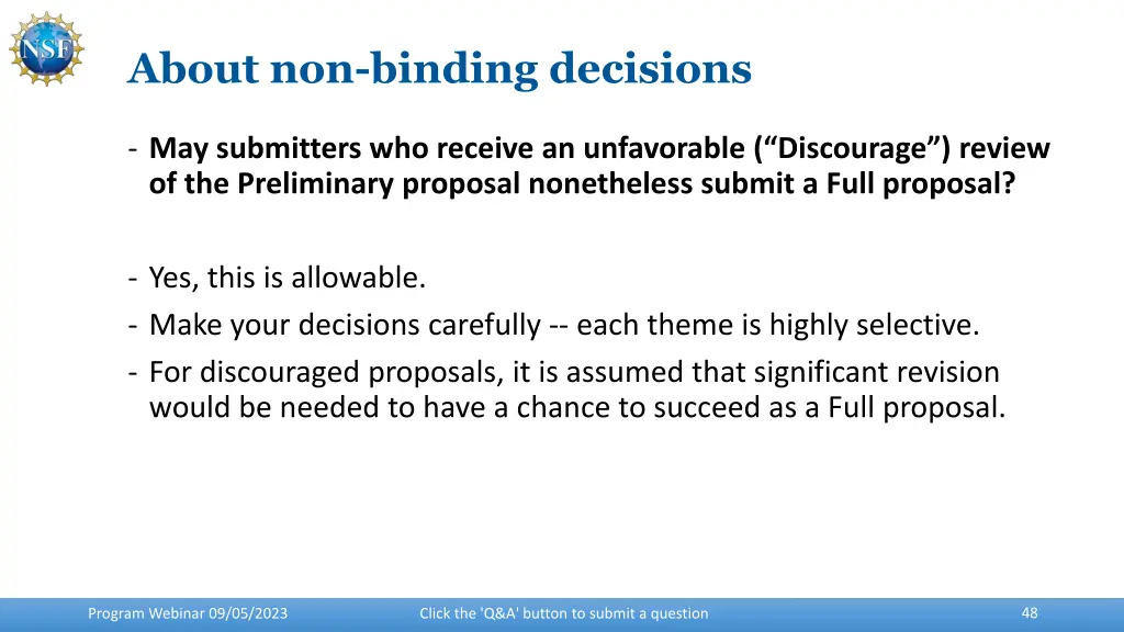 about non binding decisions