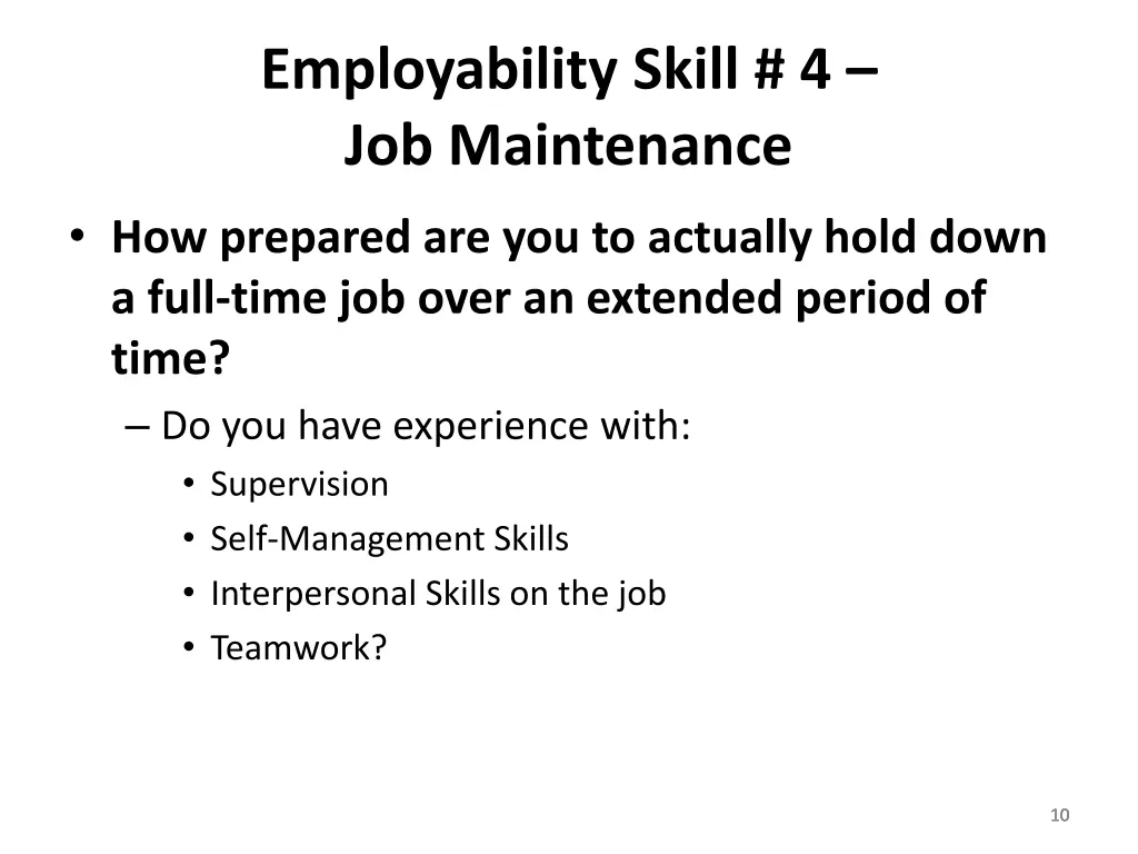 employability skill 4 job maintenance