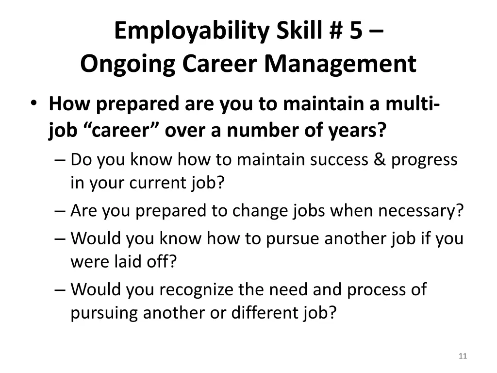 employability skill 5 ongoing career management