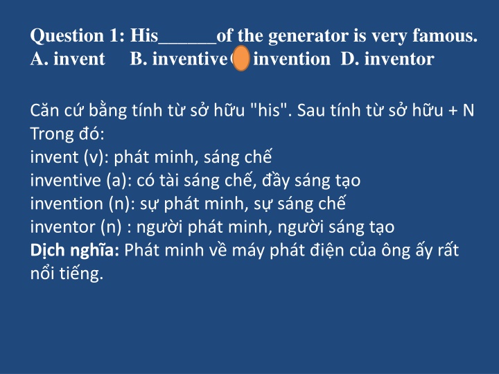 question 1 his of the generator is very famous