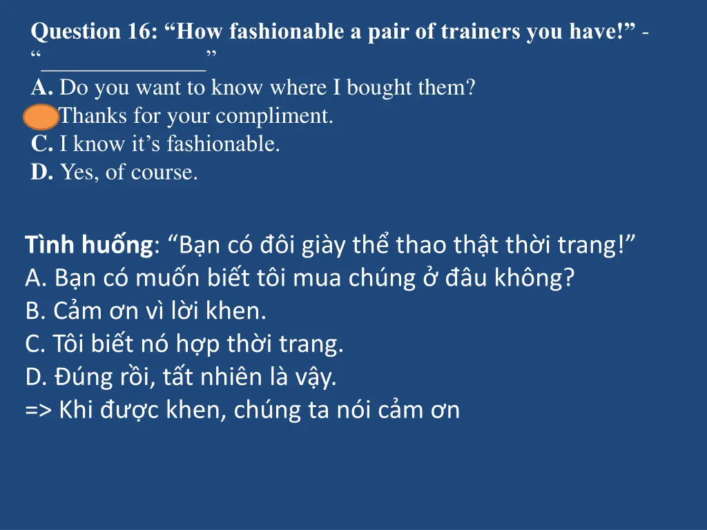 question 16 how fashionable a pair of trainers