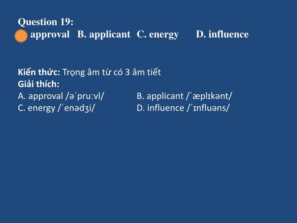 question 19 a approval b applicant c energy