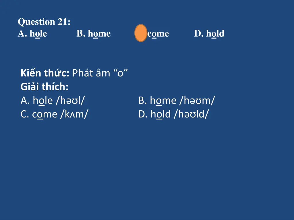 question 21 a hole