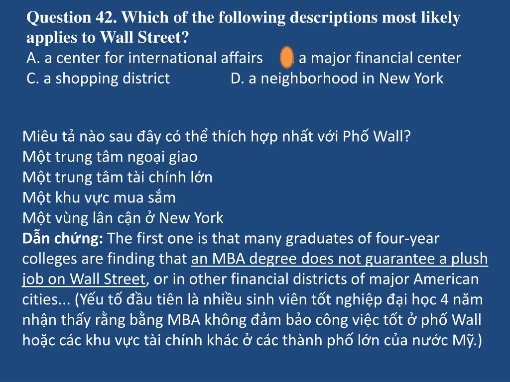 question 42 which of the following descriptions