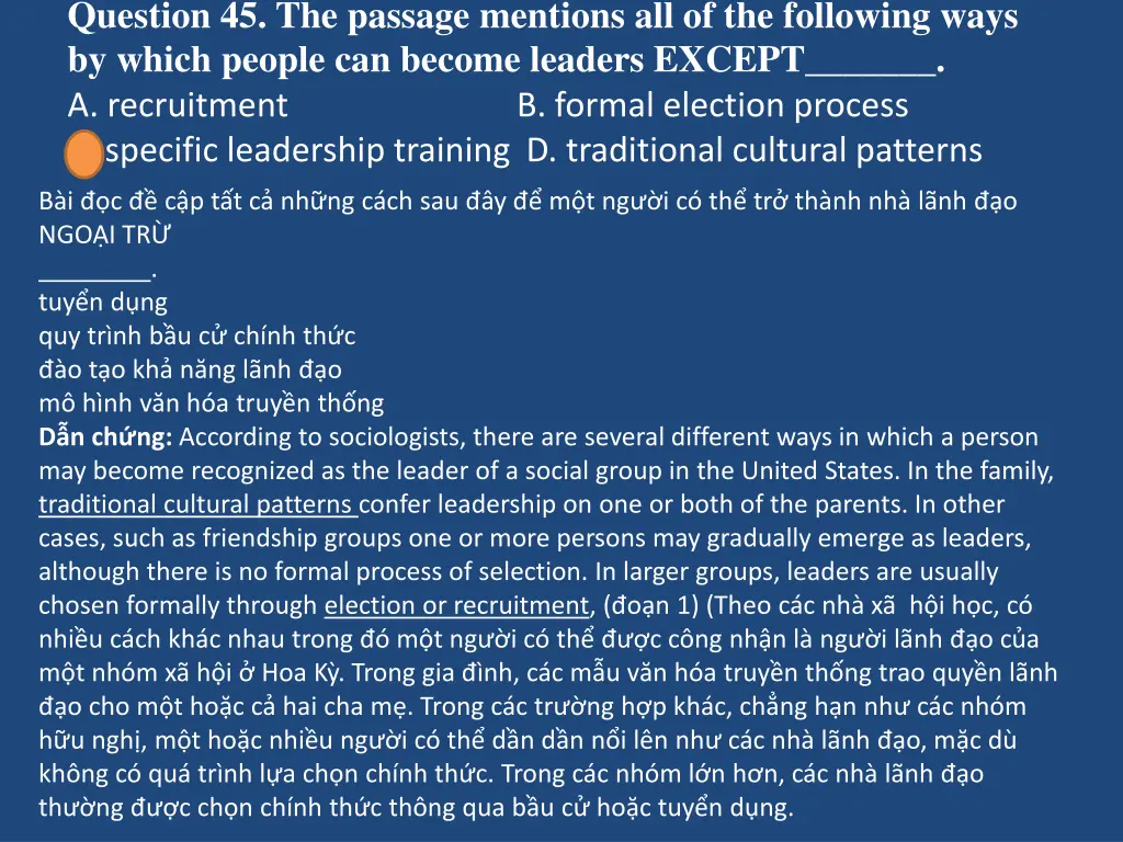 question 45 the passage mentions
