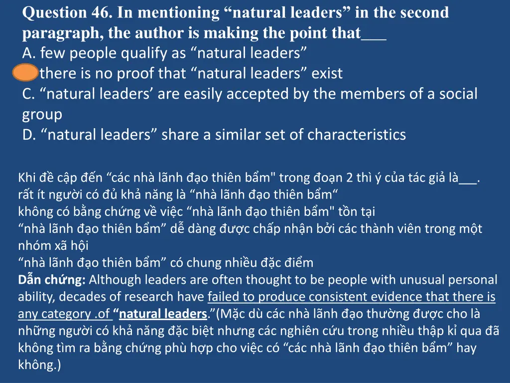 question 46 in mentioning natural leaders