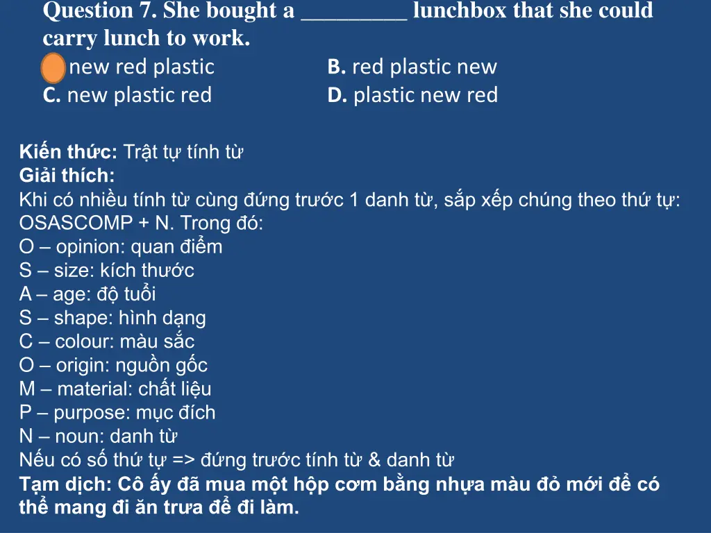 question 7 she bought a lunchbox that she could