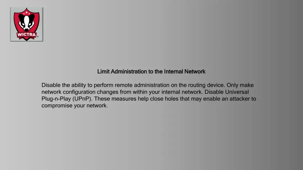 limit administration to the internal network
