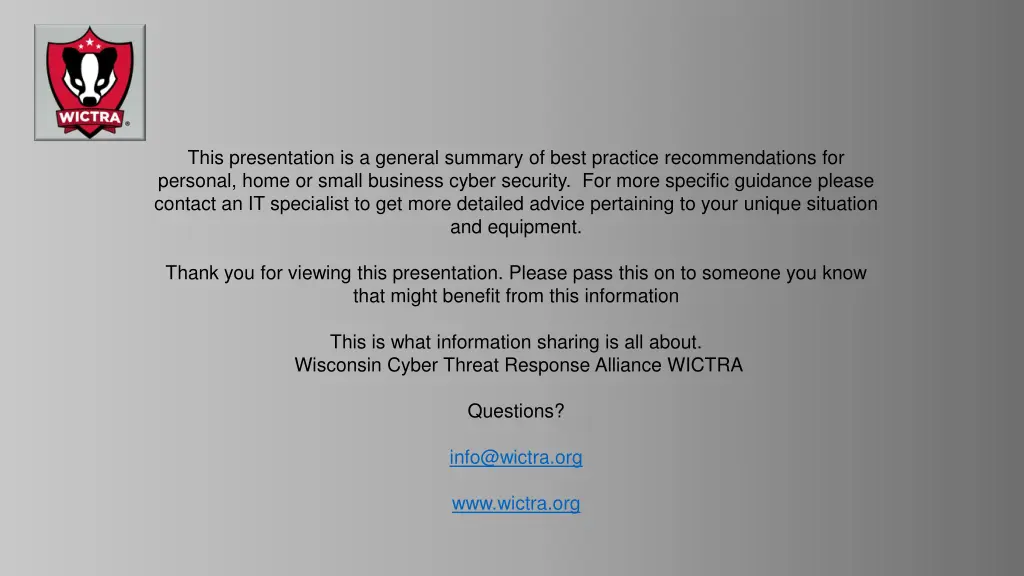this presentation is a general summary of best