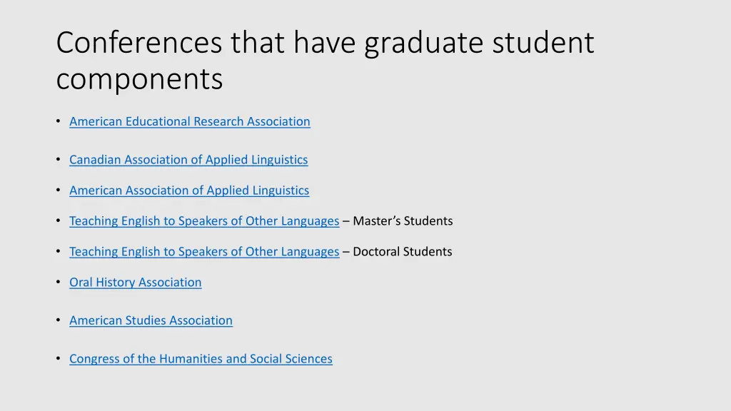 conferences that have graduate student components