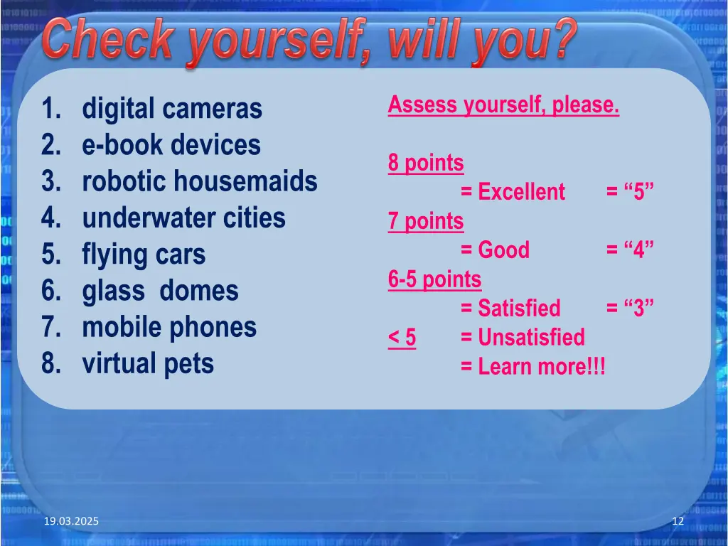 assess yourself please