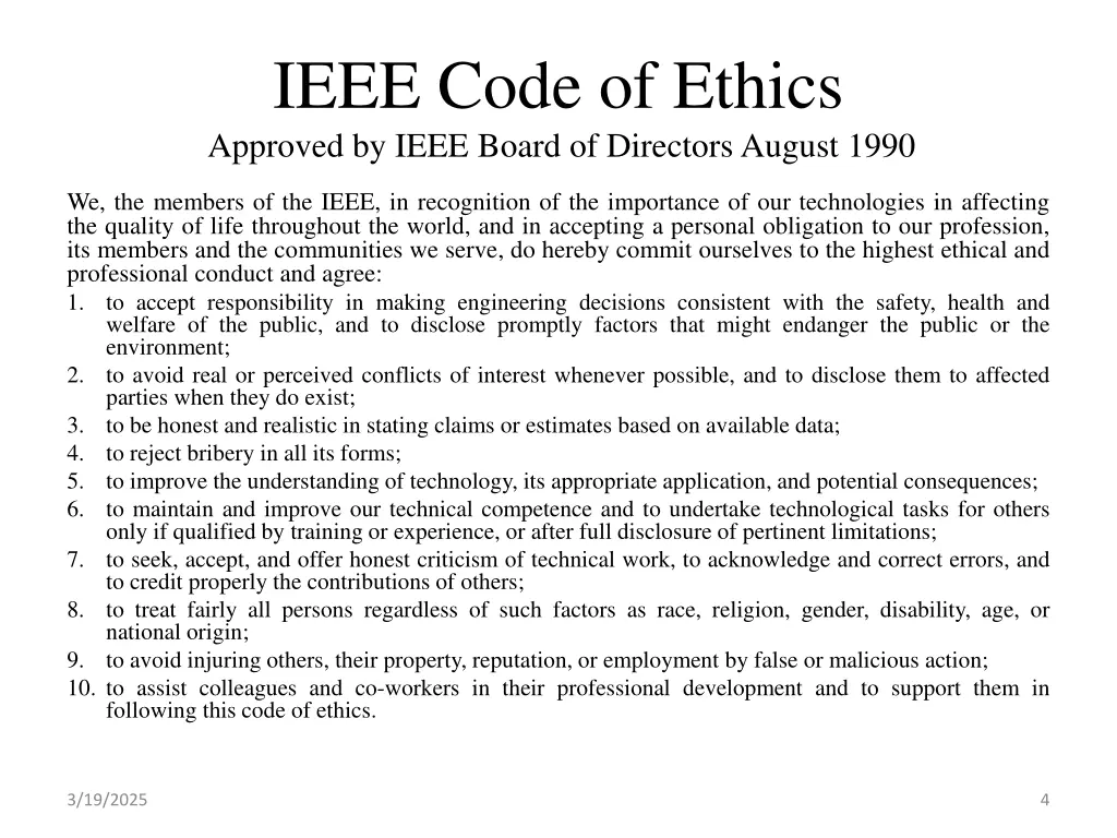 ieee code of ethics approved by ieee board