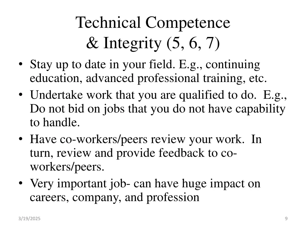 technical competence integrity 5 6 7 stay