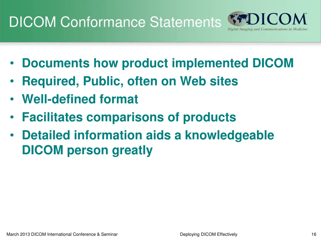 dicom conformance statements