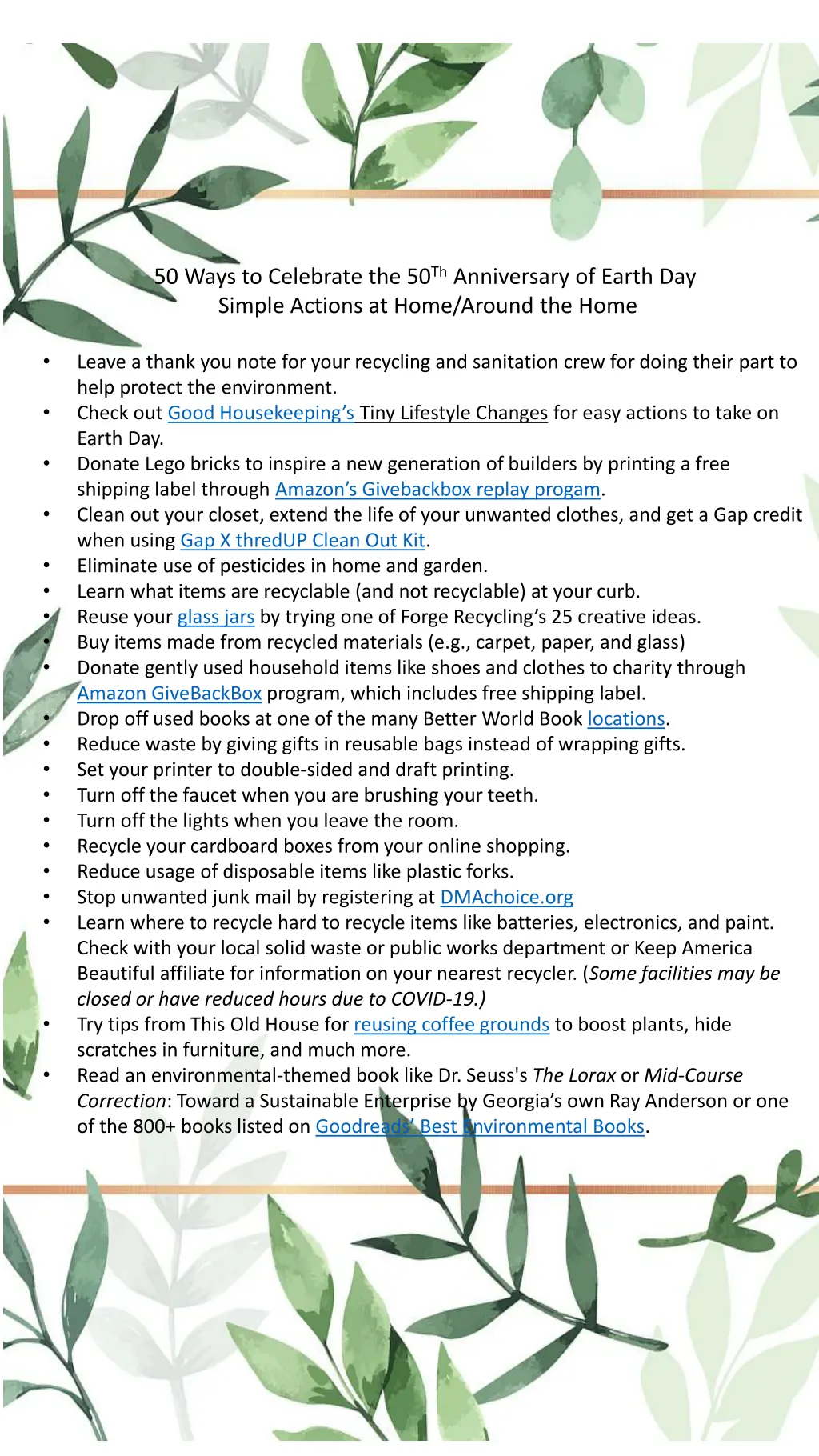 50 ways to celebrate the 50 th anniversary 1
