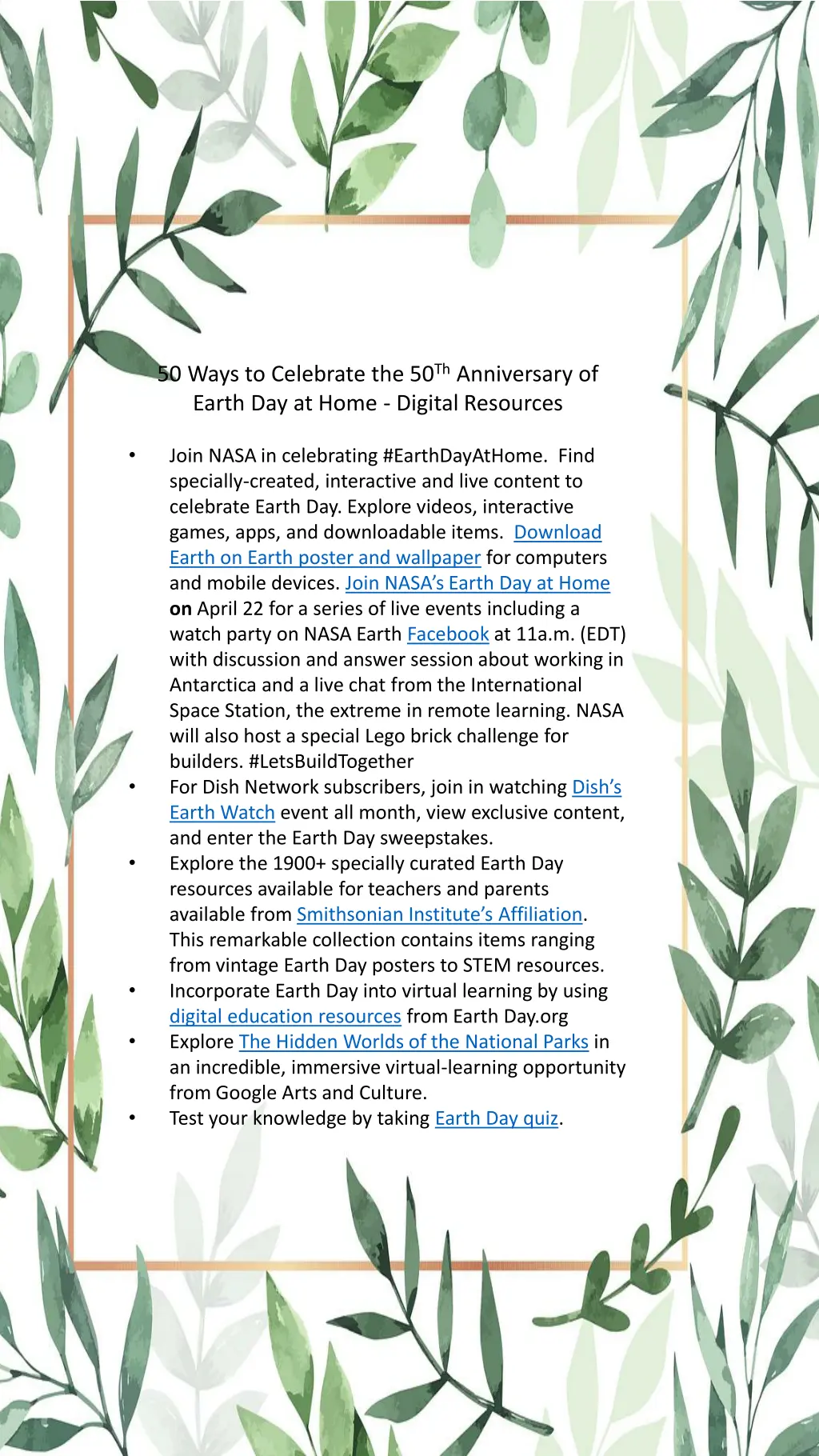 50 ways to celebrate the 50 th anniversary