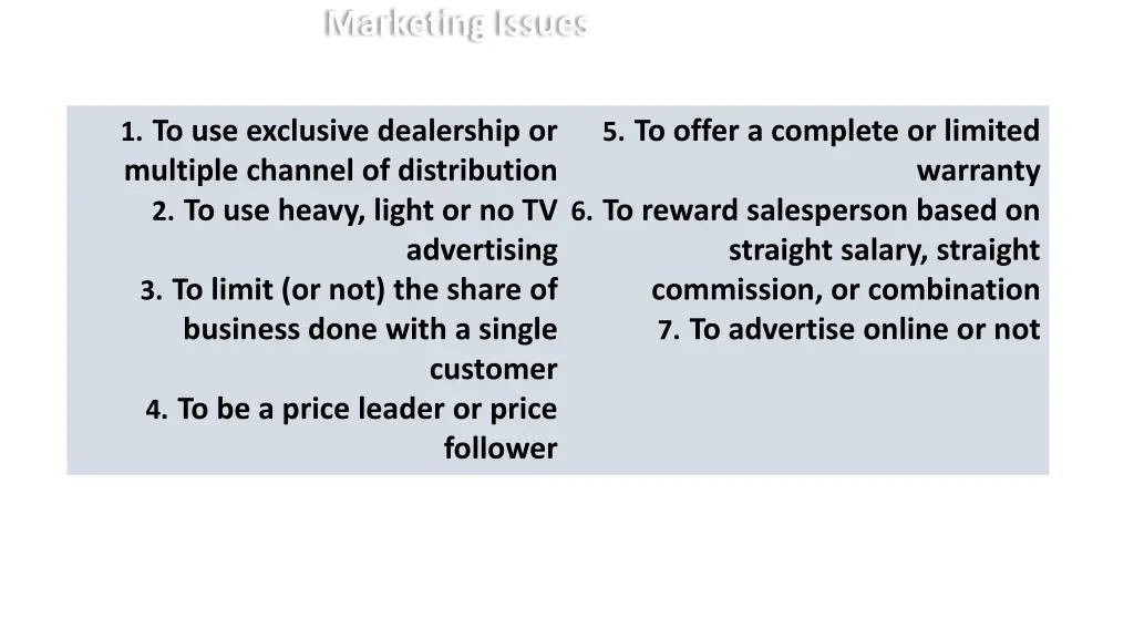 marketing issues