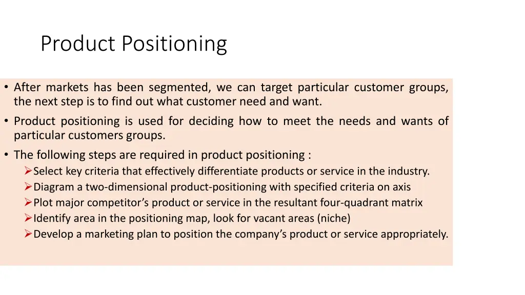 product positioning