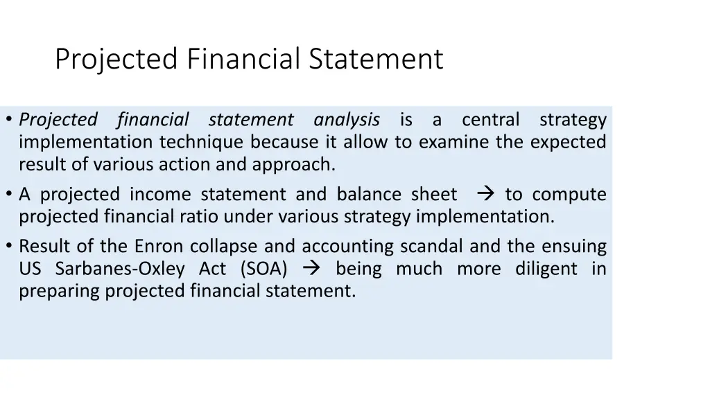 projected financial statement