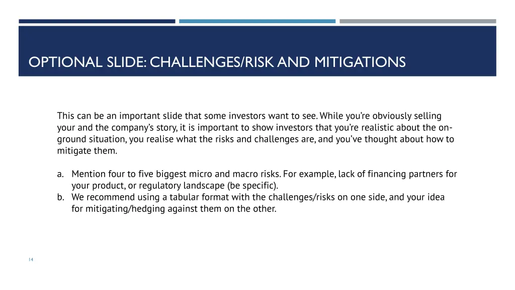 optional slide challenges risk and mitigations