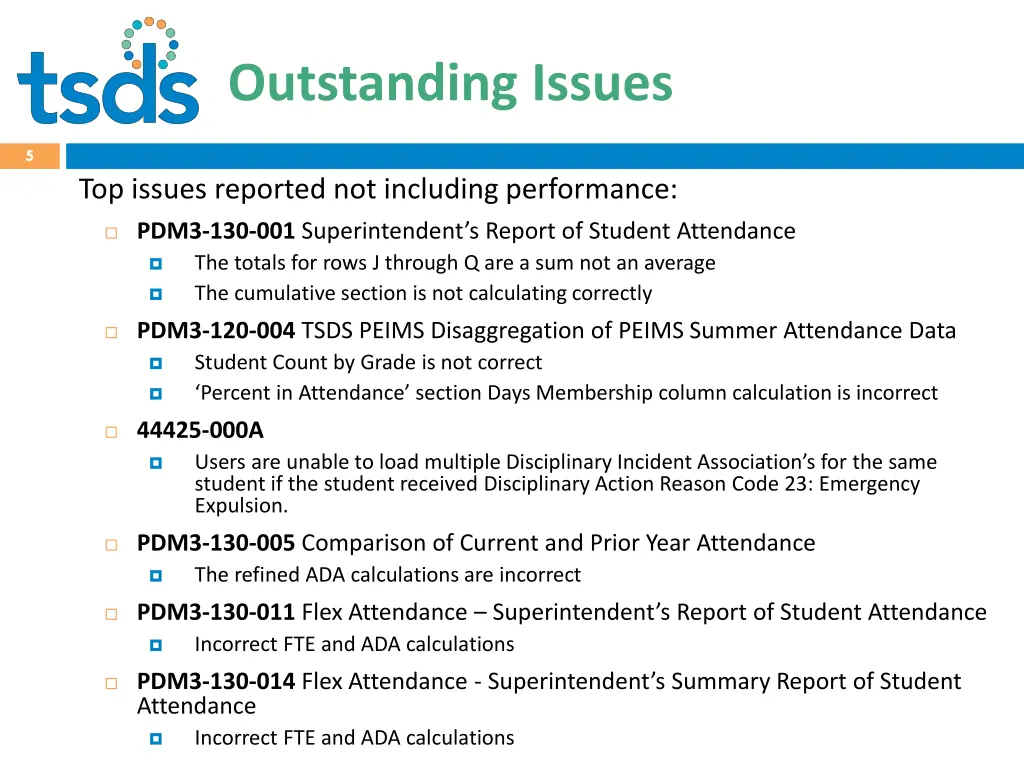 outstanding issues