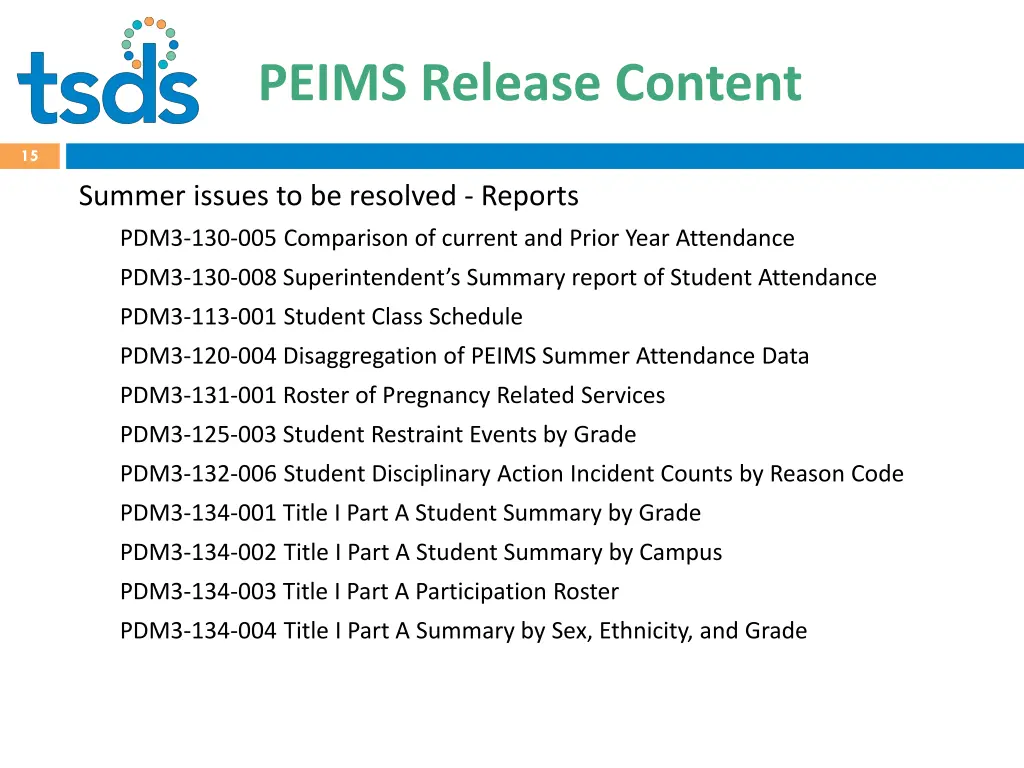 peims release content 2