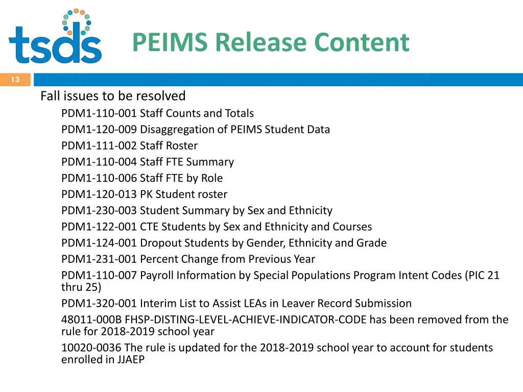 peims release content