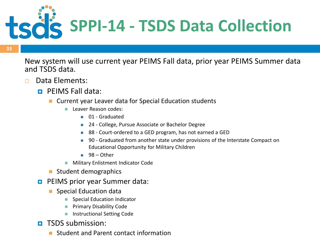 sppi 14 tsds data collection