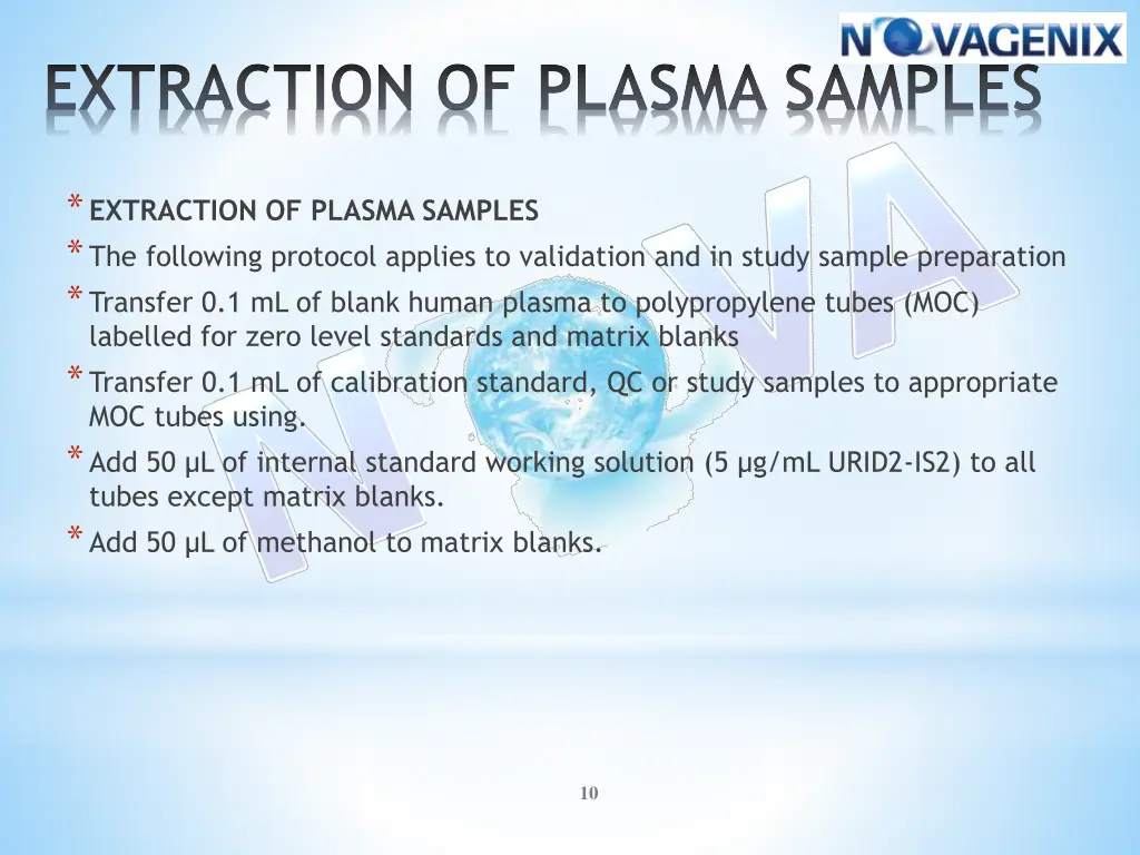 extraction of plasma samples