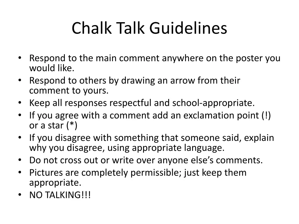 chalk talk guidelines