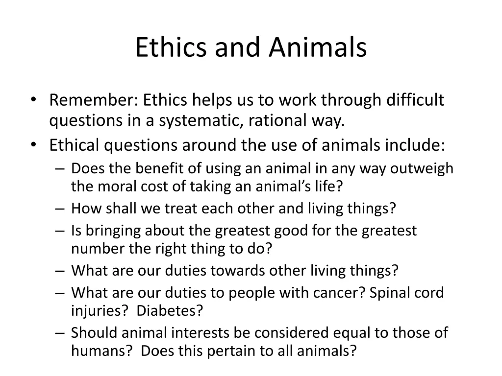 ethics and animals