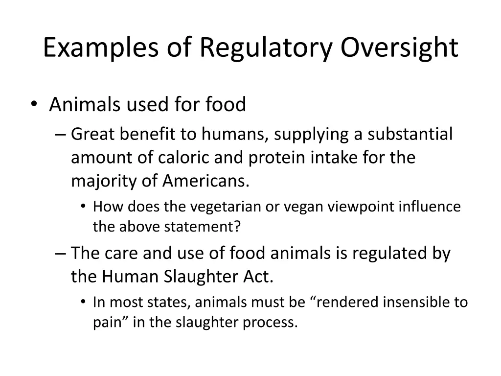 examples of regulatory oversight 1