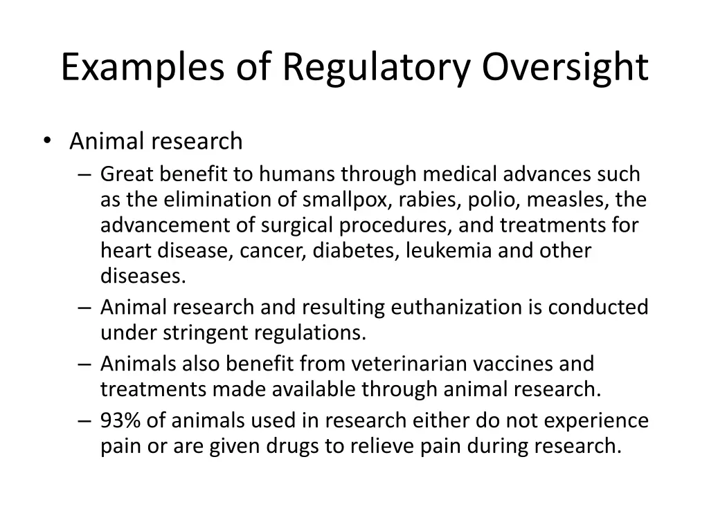 examples of regulatory oversight 2