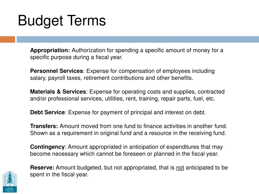budget terms