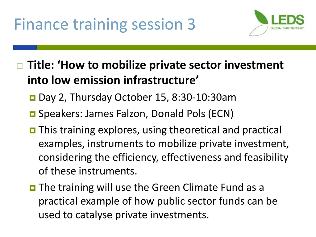 finance training session 3