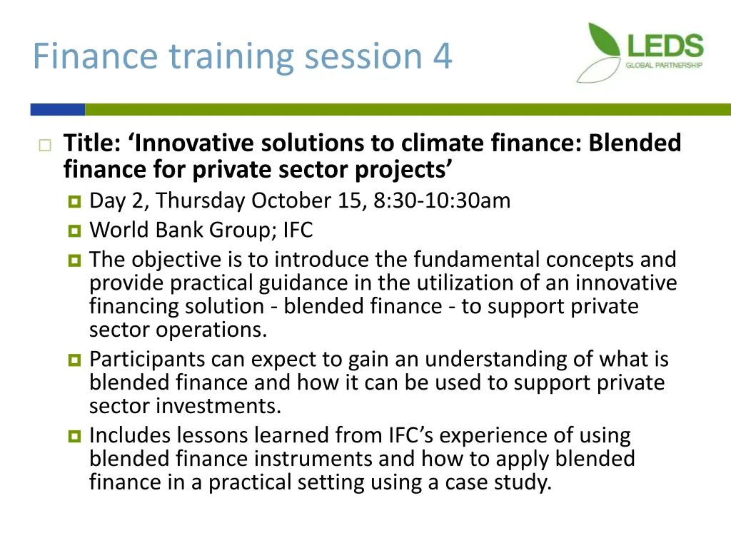 finance training session 4