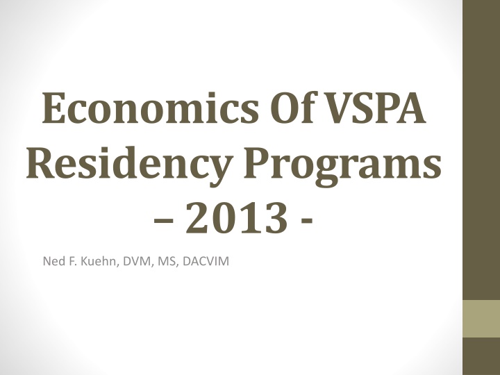 economics of vspa residency programs 2013