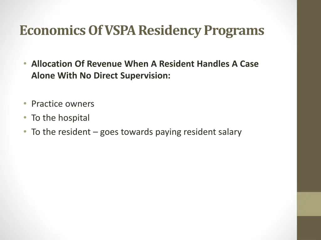 economics of vspa residency programs 6