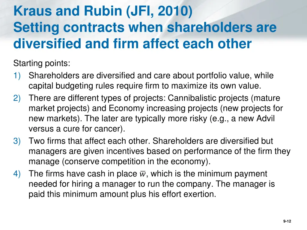 kraus and rubin jfi 2010 setting contracts when
