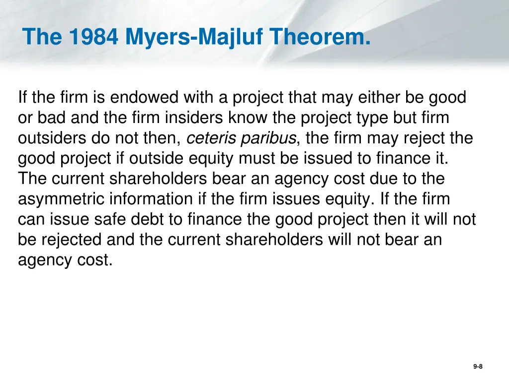 the 1984 myers majluf theorem