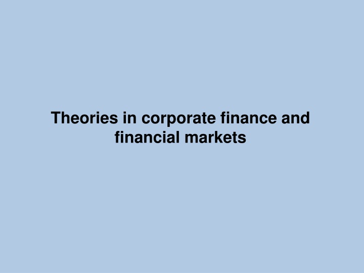 theories in corporate finance and financial