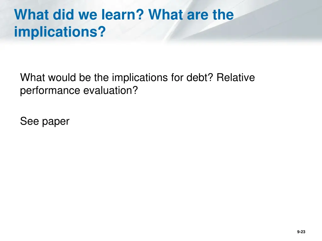 what did we learn what are the implications 2