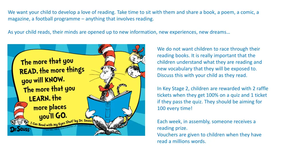 we want your child to develop a love of reading
