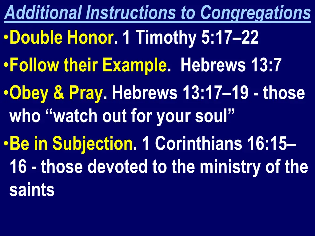 additional instructions to congregations double