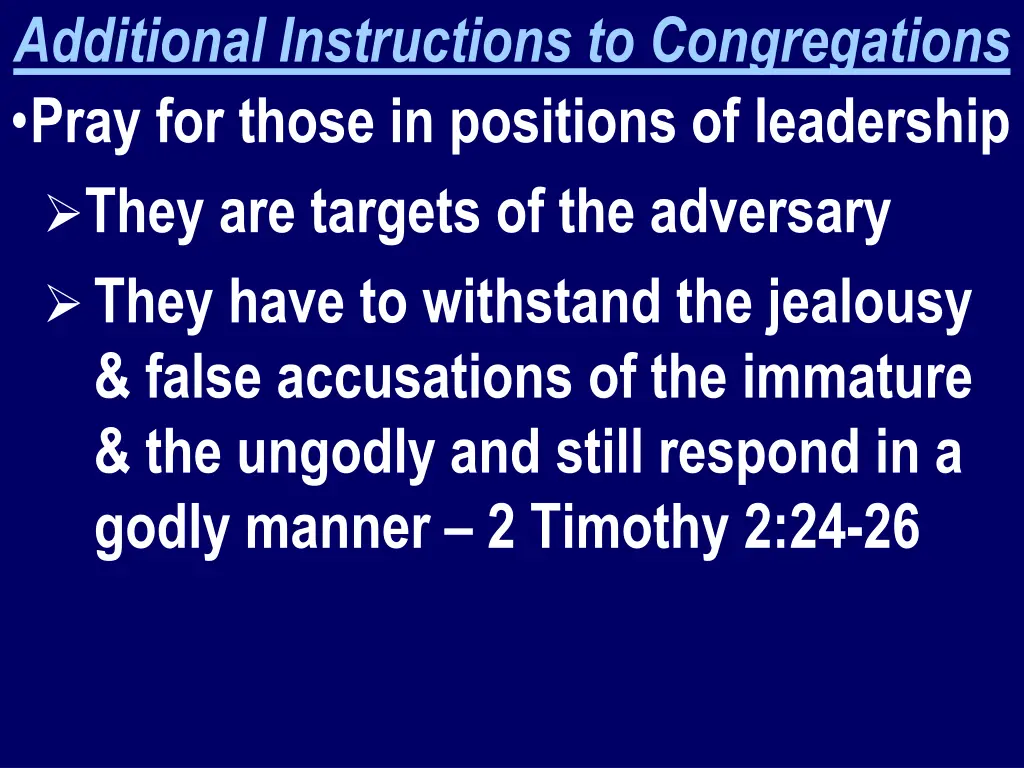 additional instructions to congregations pray