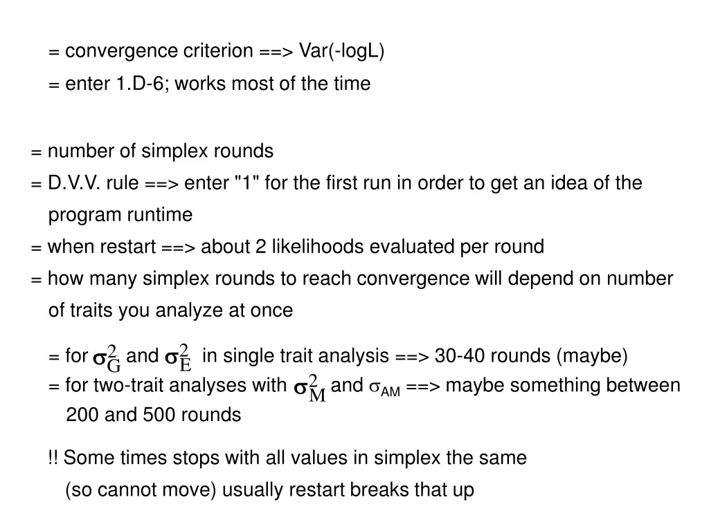 convergence criterion var logl