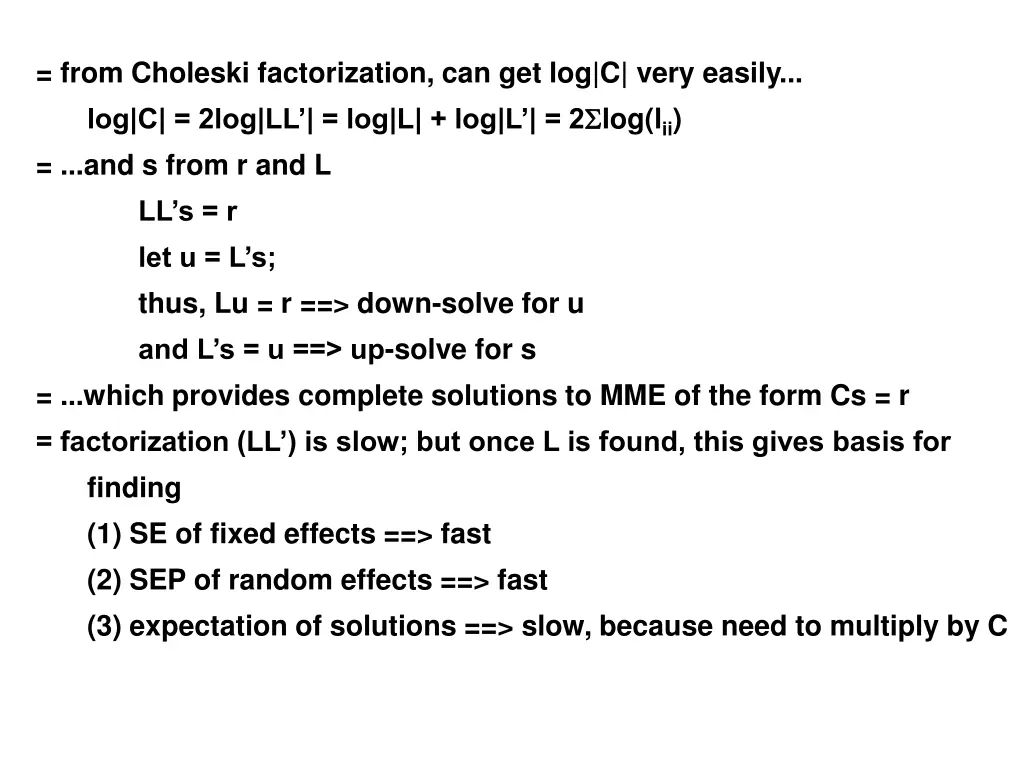 from choleski factorization can get log c very