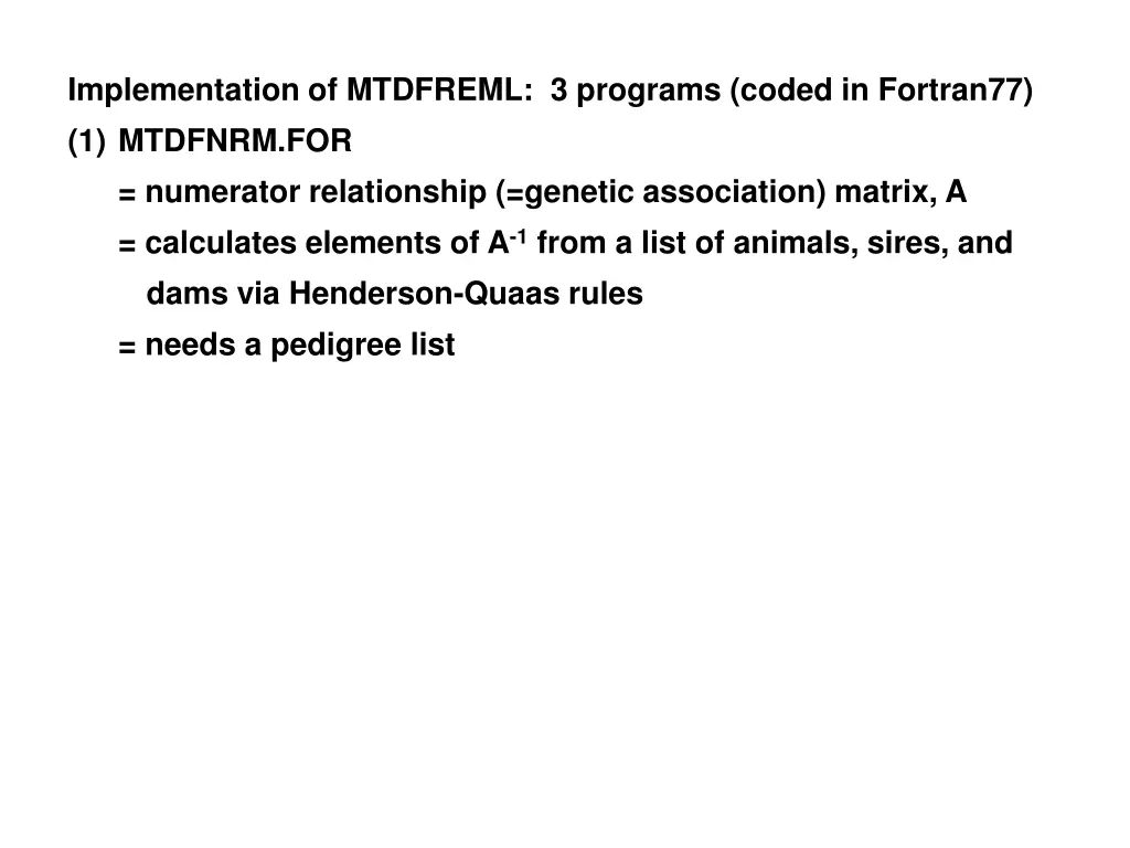 implementation of mtdfreml 3 programs coded