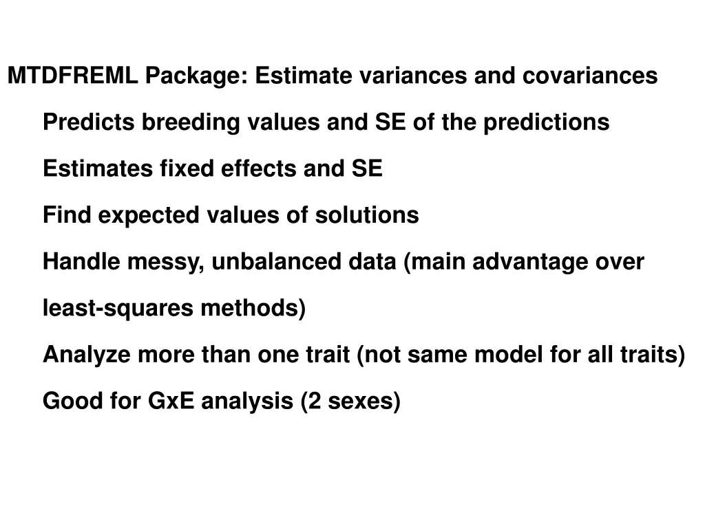 mtdfreml package estimate variances